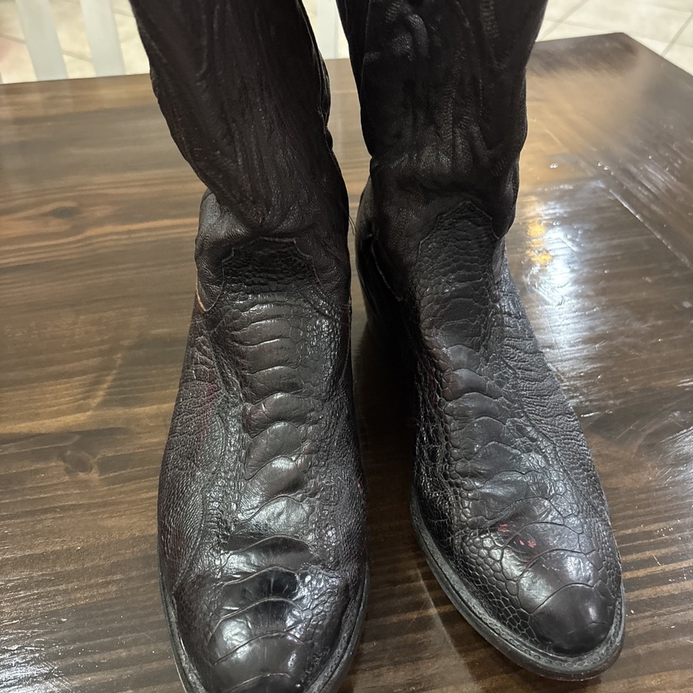 Lucchese 1883 Black Cherry Ostrich Leg Western Cowboy Boots Men 10.5 2E Wide - Picture 11 of 14